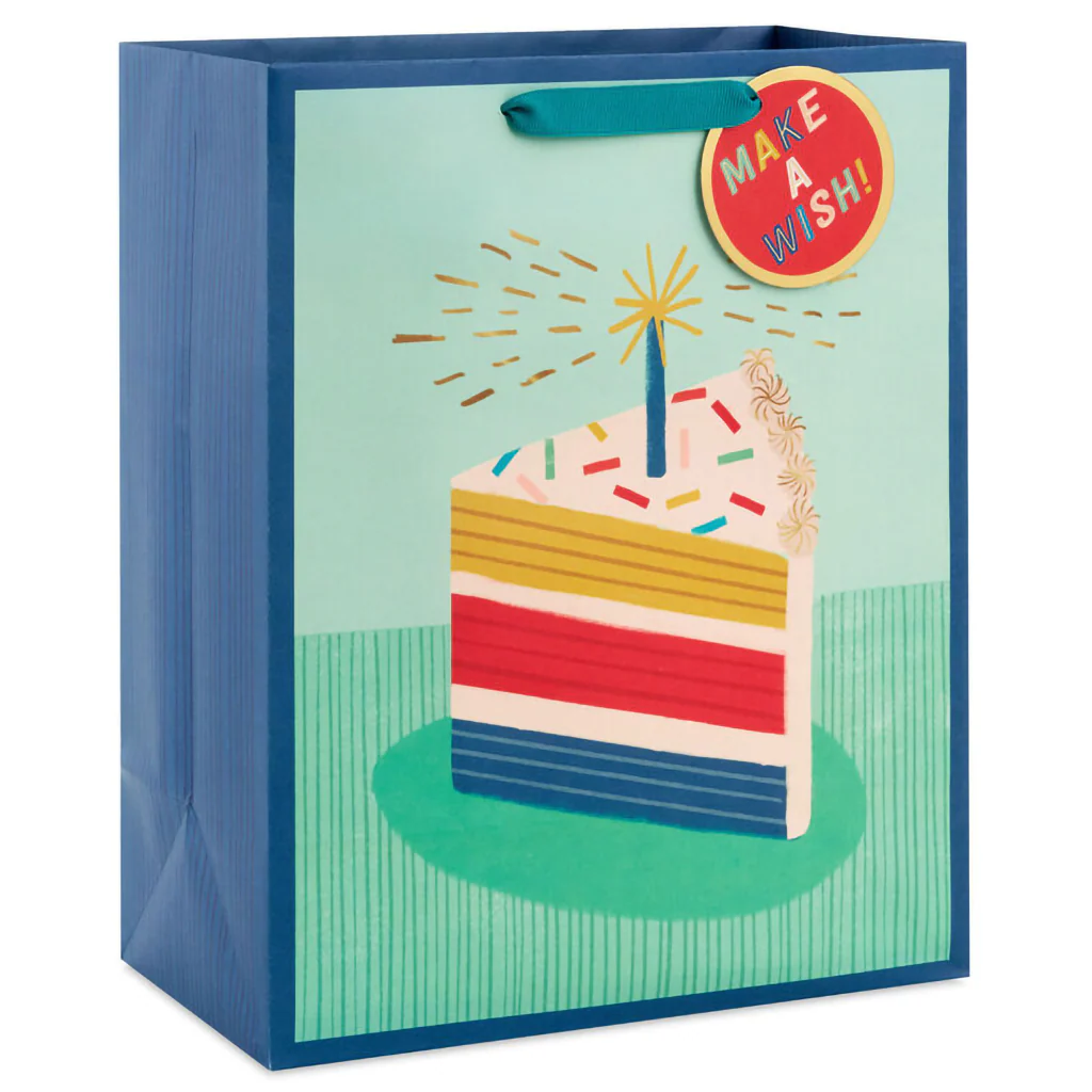 Hallmark : 13" Candle and Cake Slice Large Birthday Gift Bag - Image 2