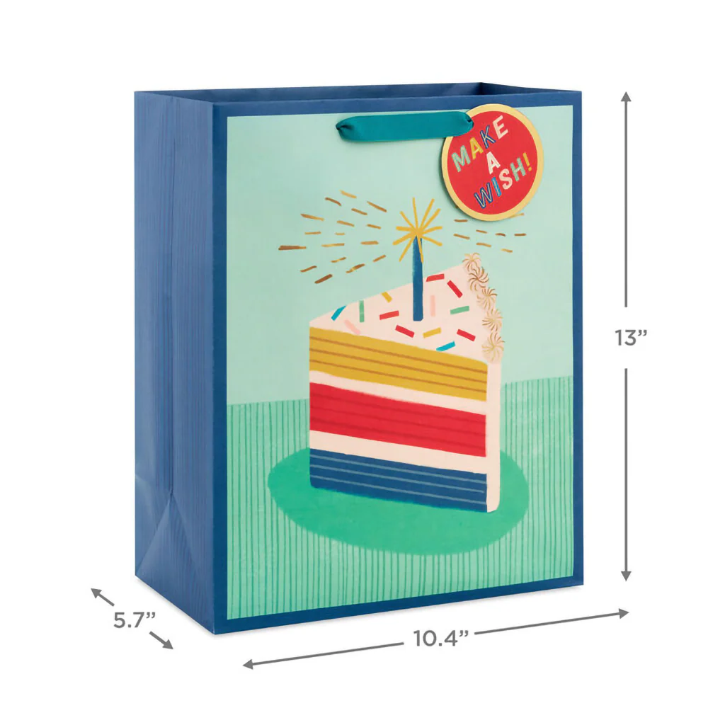 Hallmark : 13" Candle and Cake Slice Large Birthday Gift Bag - Image 3