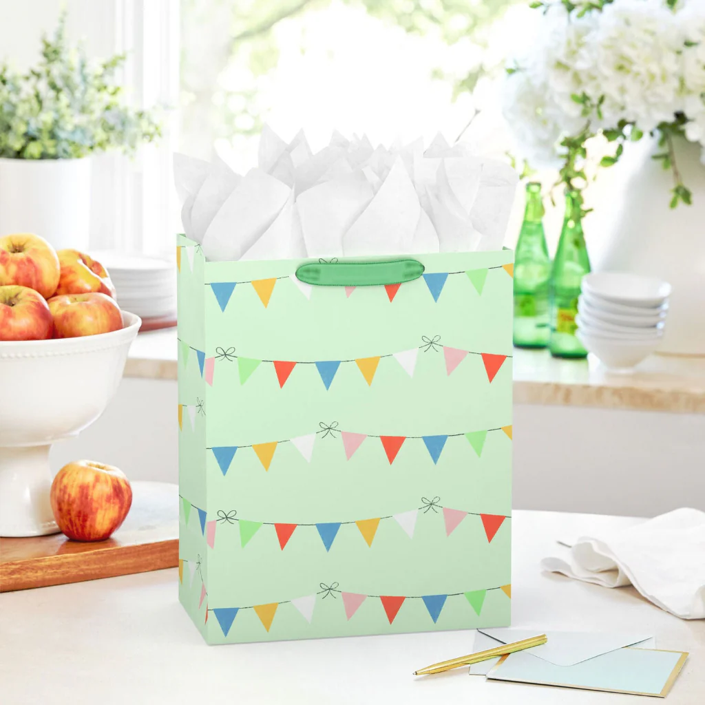 Hallmark : 13" Colorful Banners on Light Green Large Gift Bag - Image 2
