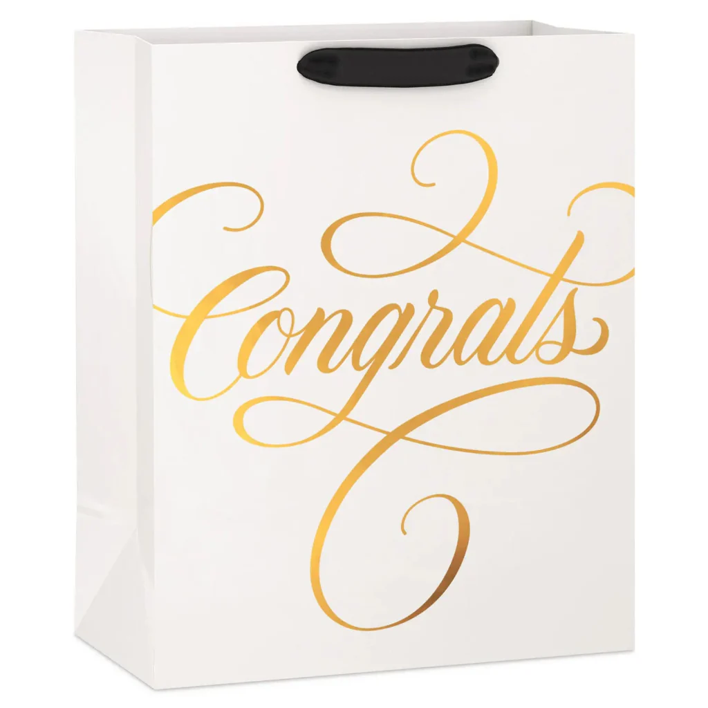 Hallmark : 13" Congrats Calligraphy on Cream Large Gift Bag