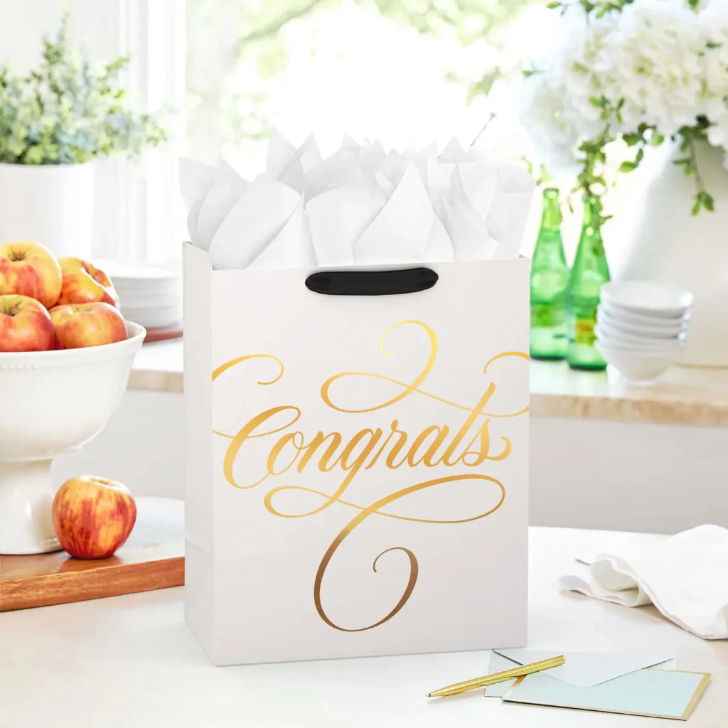 Hallmark : 13" Congrats Calligraphy on Cream Large Gift Bag - Image 2