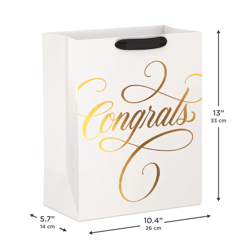 Hallmark : 13" Congrats Calligraphy on Cream Large Gift Bag - Image 3