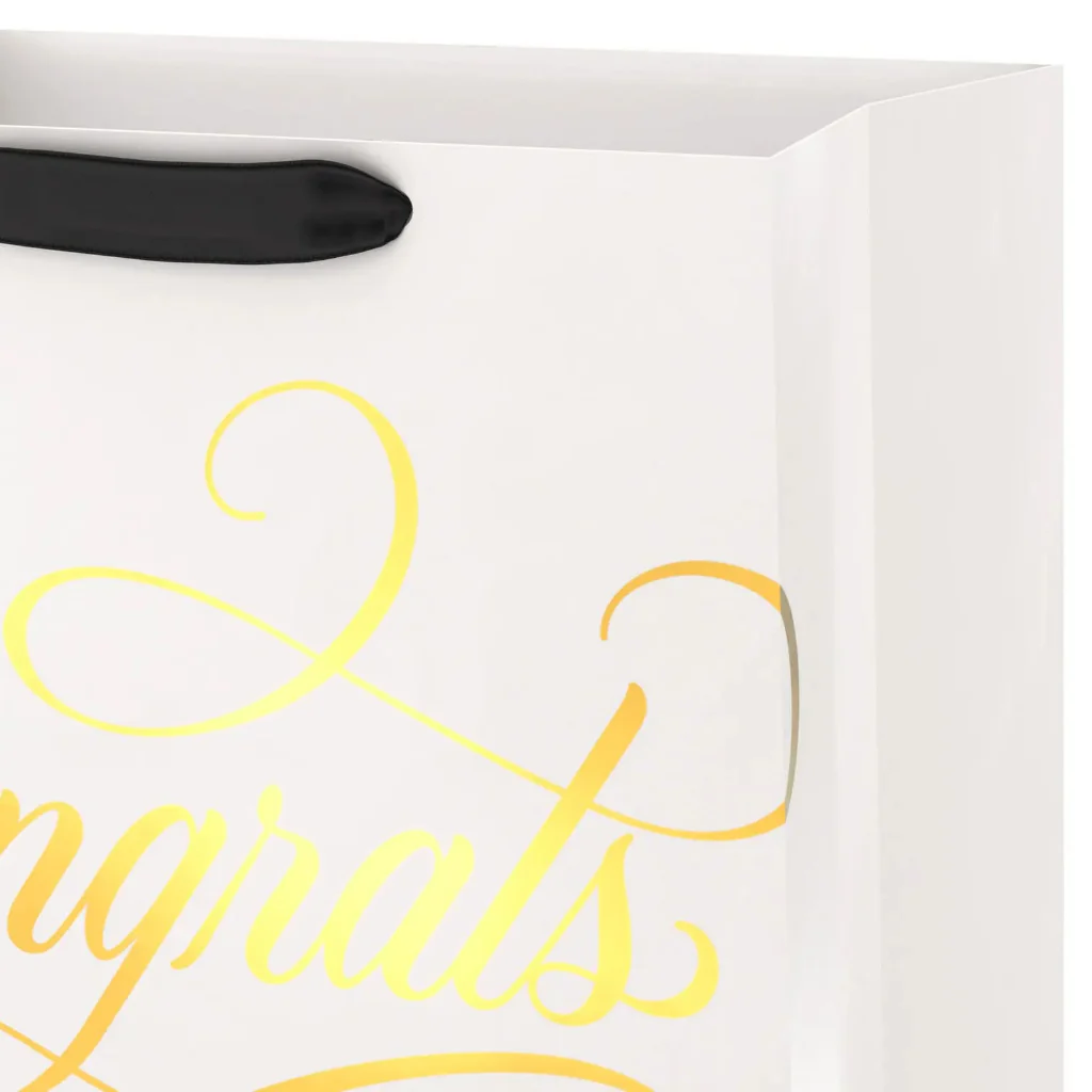 Hallmark : 13" Congrats Calligraphy on Cream Large Gift Bag - Image 4