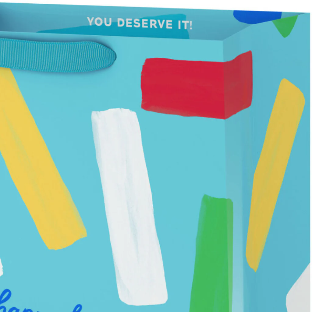 Hallmark : 13" Happy Birthday and Confetti Stripes on Blue Large Gift Bag - Image 4