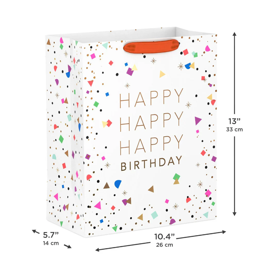 Hallmark : 13" Happy Birthday Confetti Large Gift Bag - Image 3