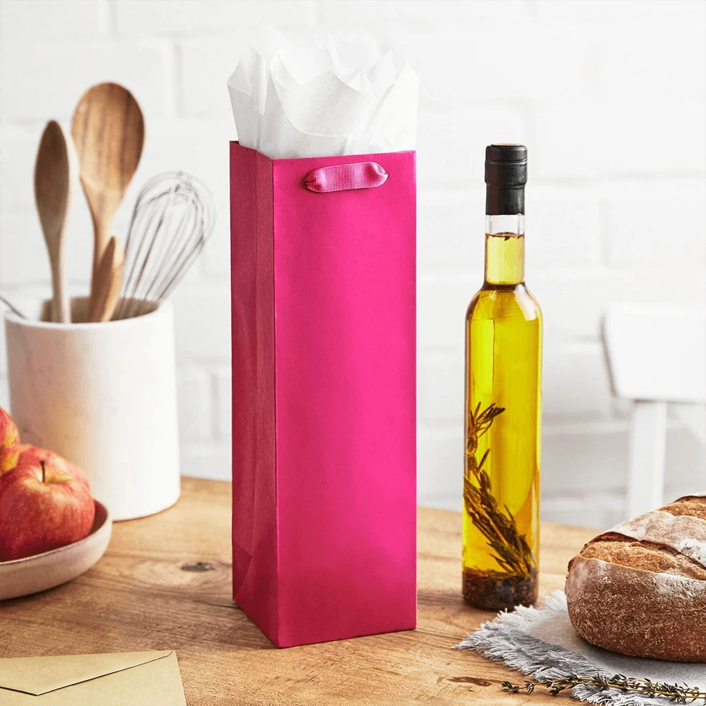 Hallmark : 13" Hot Pink Wine Gift Bag - Image 2