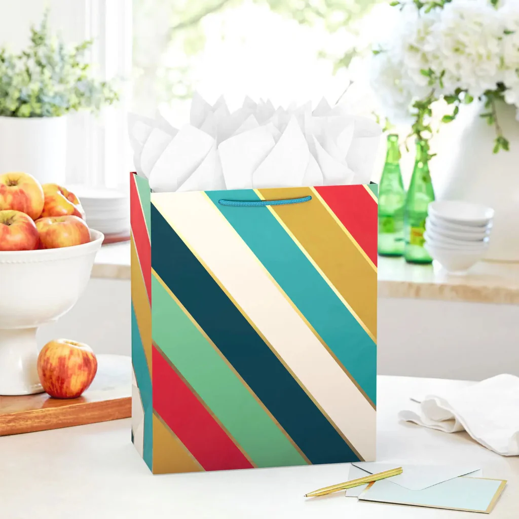 Hallmark : 13" Multicolor Diagonal Stripes Large Gift Bag - Image 2