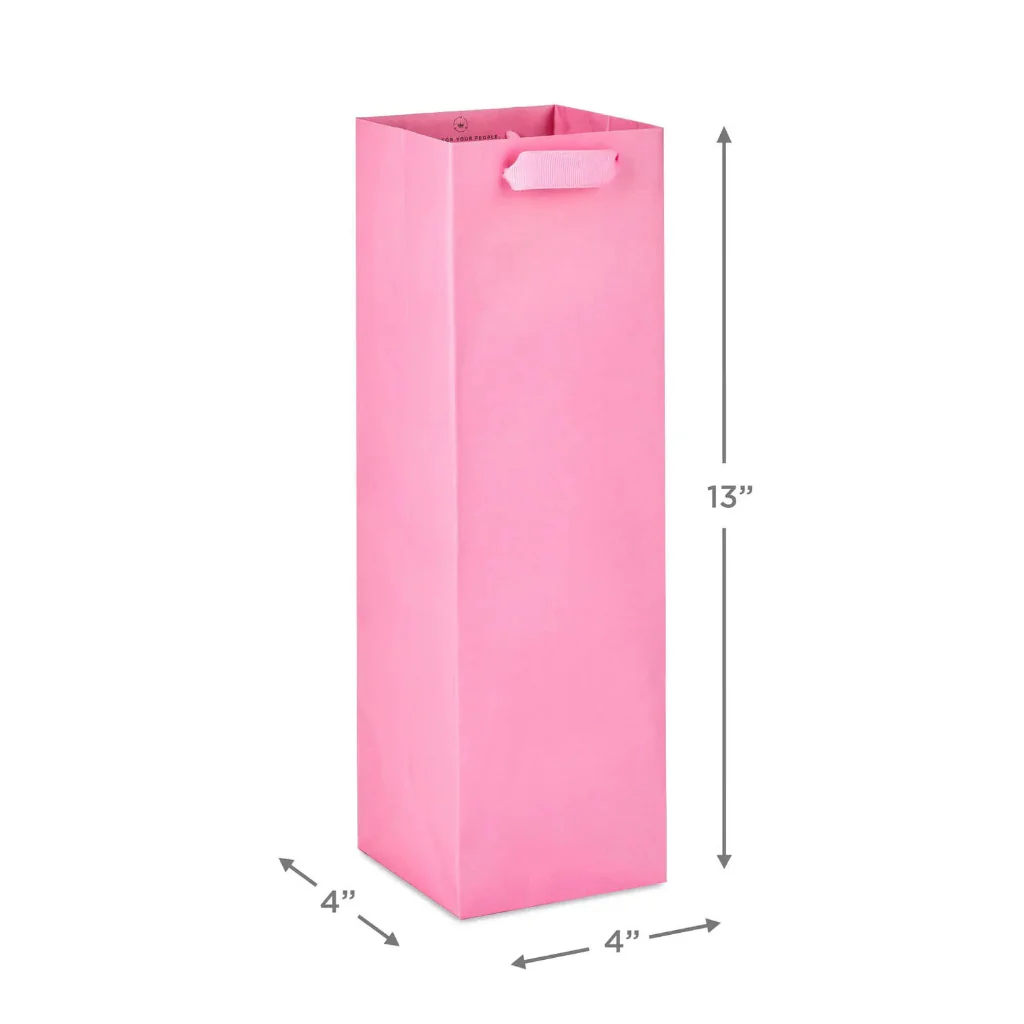 Hallmark : 13" Solid Pink Wine Gift Bag - Image 2