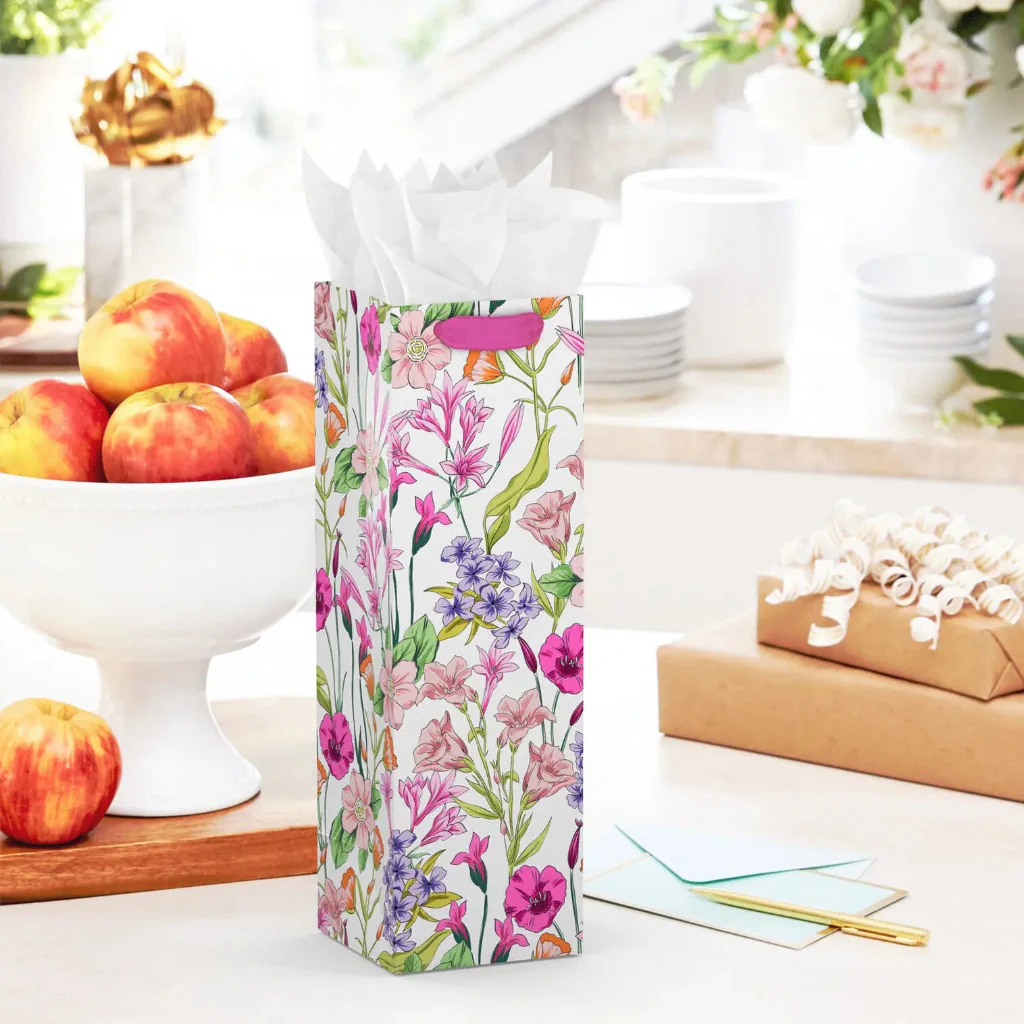 Hallmark : 13" Spring Flowers Wine Gift Bag - Image 2