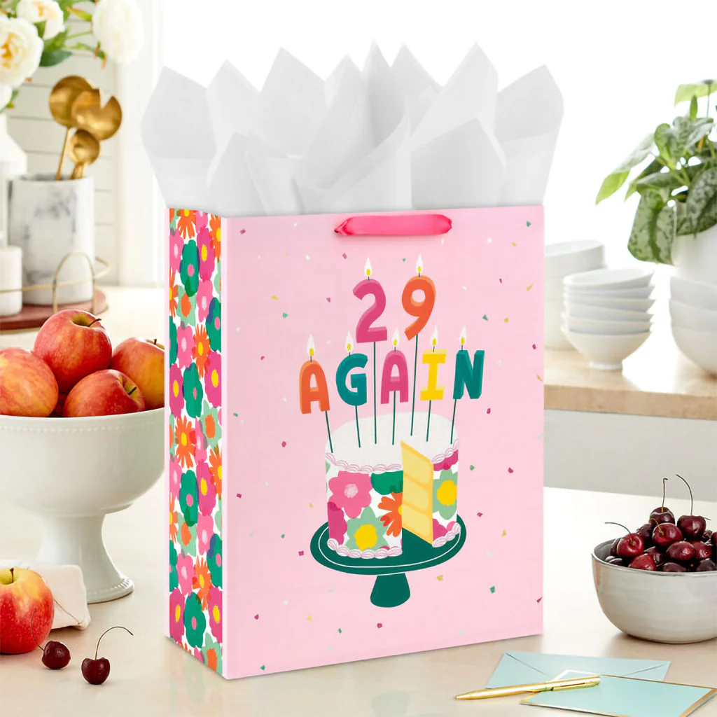 Hallmark : 15.5" 29 Again Cake and Candles Extra-Large Birthday Gift Bag