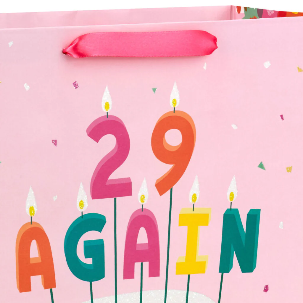 Hallmark : 15.5" 29 Again Cake and Candles Extra-Large Birthday Gift Bag - Image 4