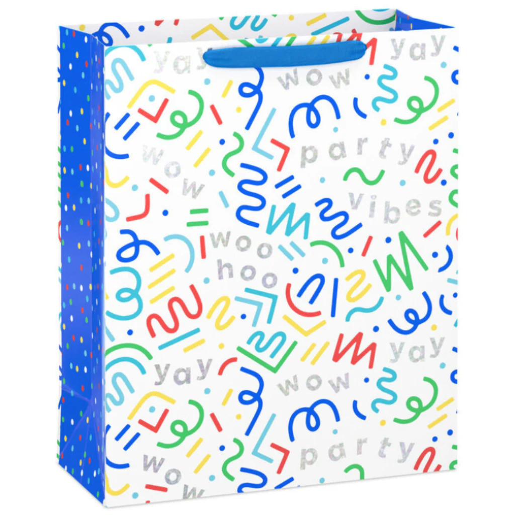 Hallmark : 15.5" Colorful Squiggles and Party Vibes Extra-Large Gift Bag