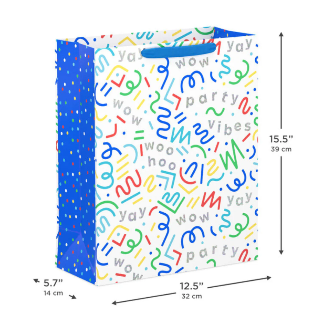 Hallmark : 15.5" Colorful Squiggles and Party Vibes Extra-Large Gift Bag - Image 3