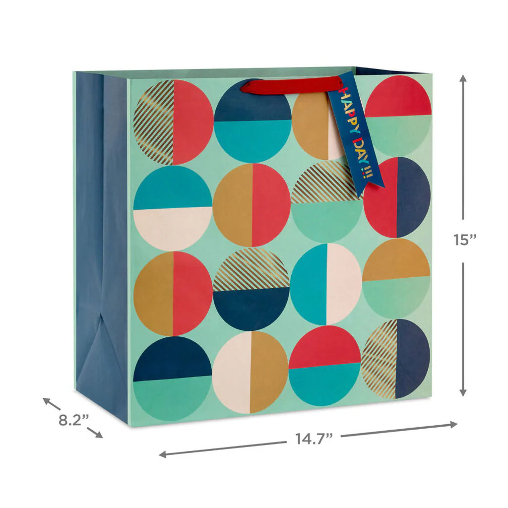 Hallmark : 15" Modern Semi-Circles Extra-Deep Gift Bag - Image 3