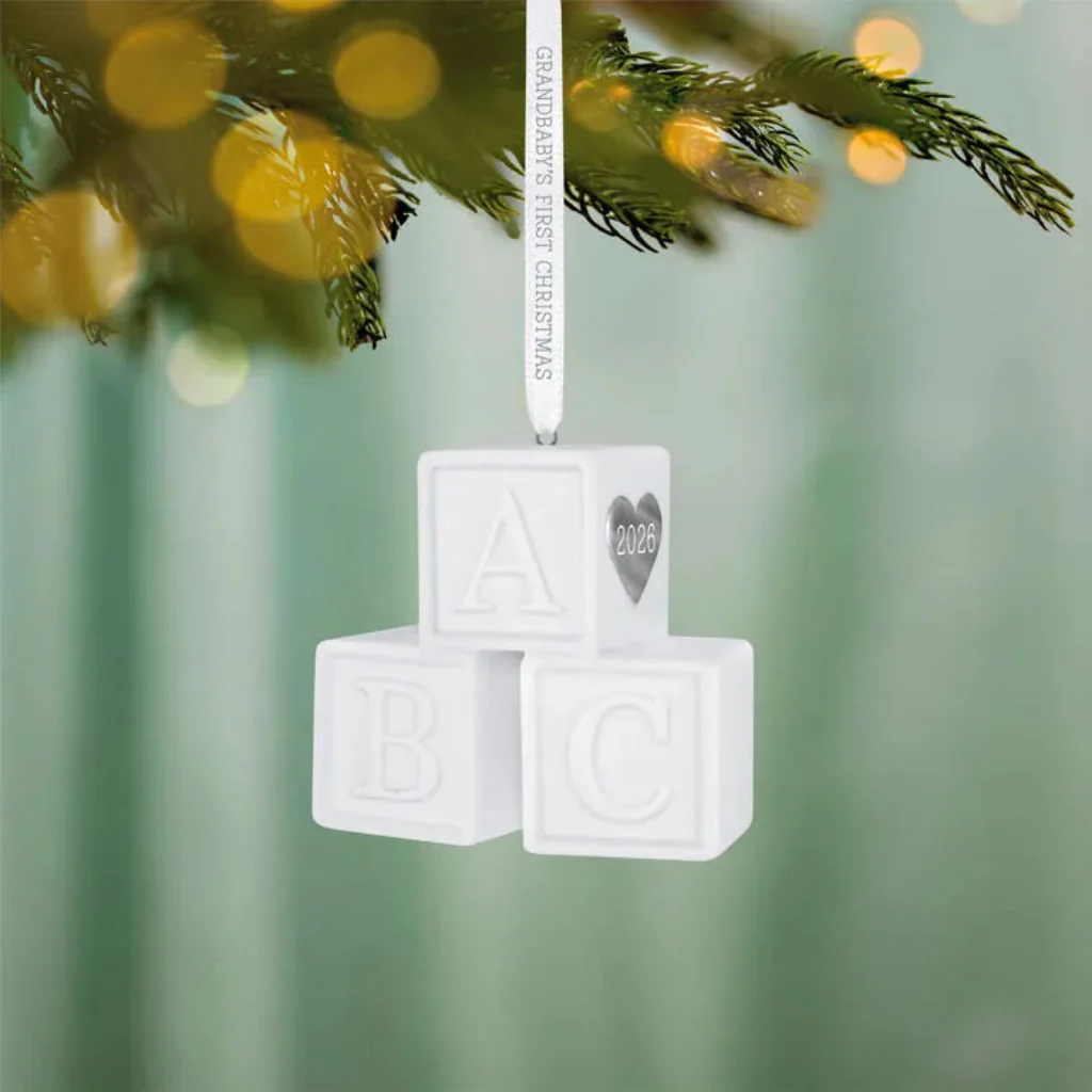 Hallmark : 2026 Keepsake Grandbaby's First Christmas Blocks 2026 Porcelain Ornament (133)