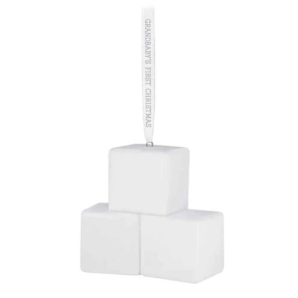 Hallmark : 2026 Keepsake Grandbaby's First Christmas Blocks 2026 Porcelain Ornament (133) - Image 3