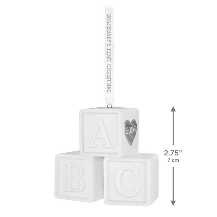 Hallmark : 2026 Keepsake Grandbaby's First Christmas Blocks 2026 Porcelain Ornament (133) - Image 4