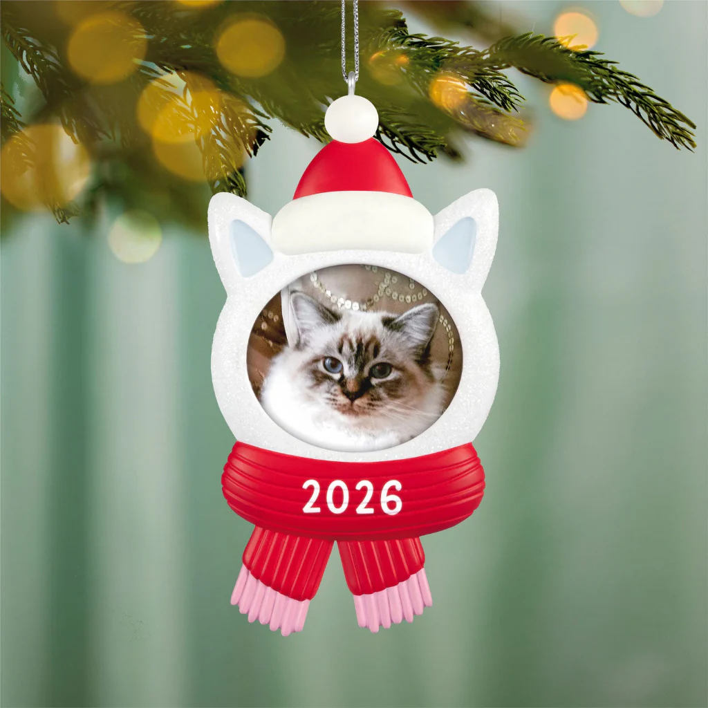 Hallmark : 2026 Keepsake Snow Cat 2026 Photo Frame Ornament (272)