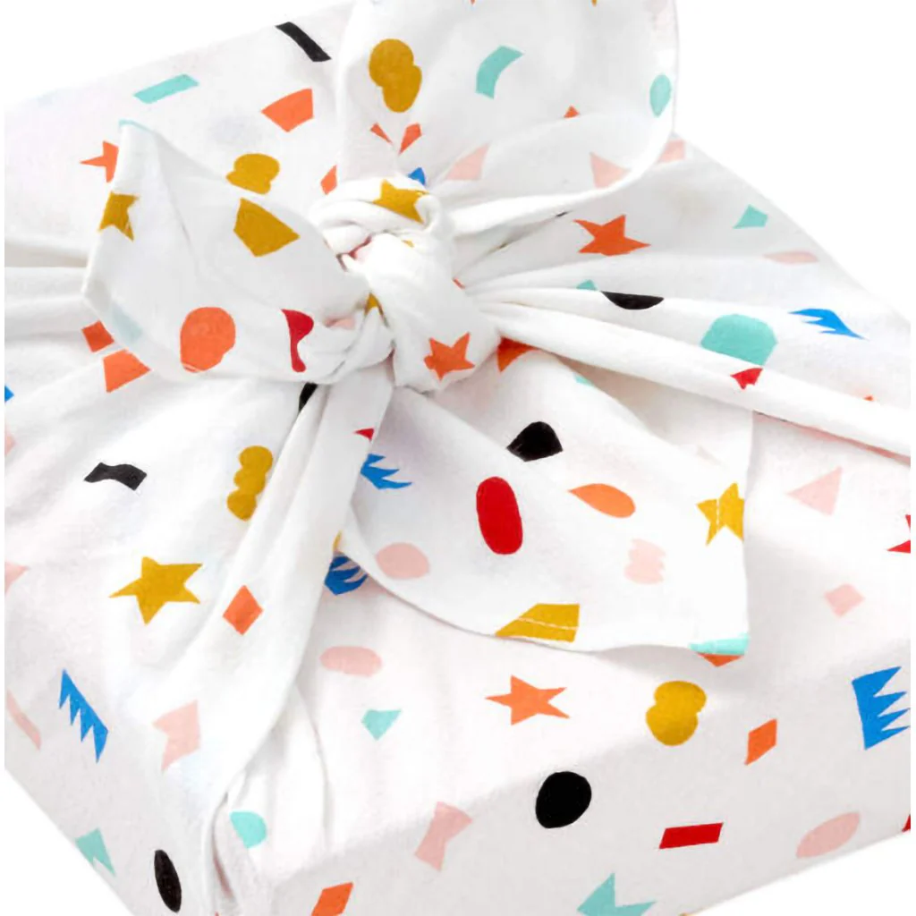Hallmark : 26" Geometric Confetti on Cream Fabric Gift Wrap - Image 3