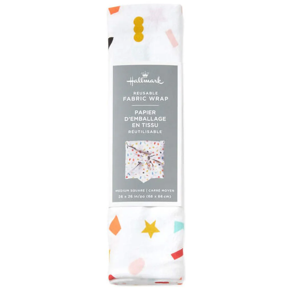 Hallmark : 26" Geometric Confetti on Cream Fabric Gift Wrap - Image 5