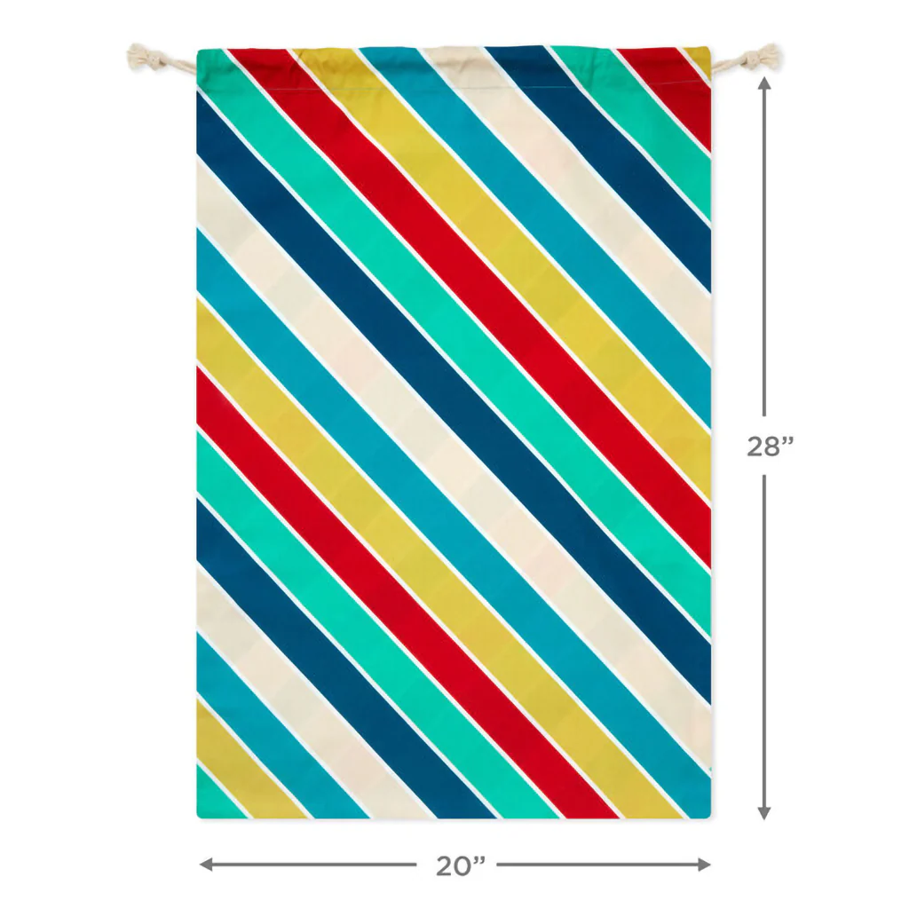 Hallmark : 28" Bold Diagonal Stripes Birthday Canvas Gift Sack With Gift Tag - Image 4