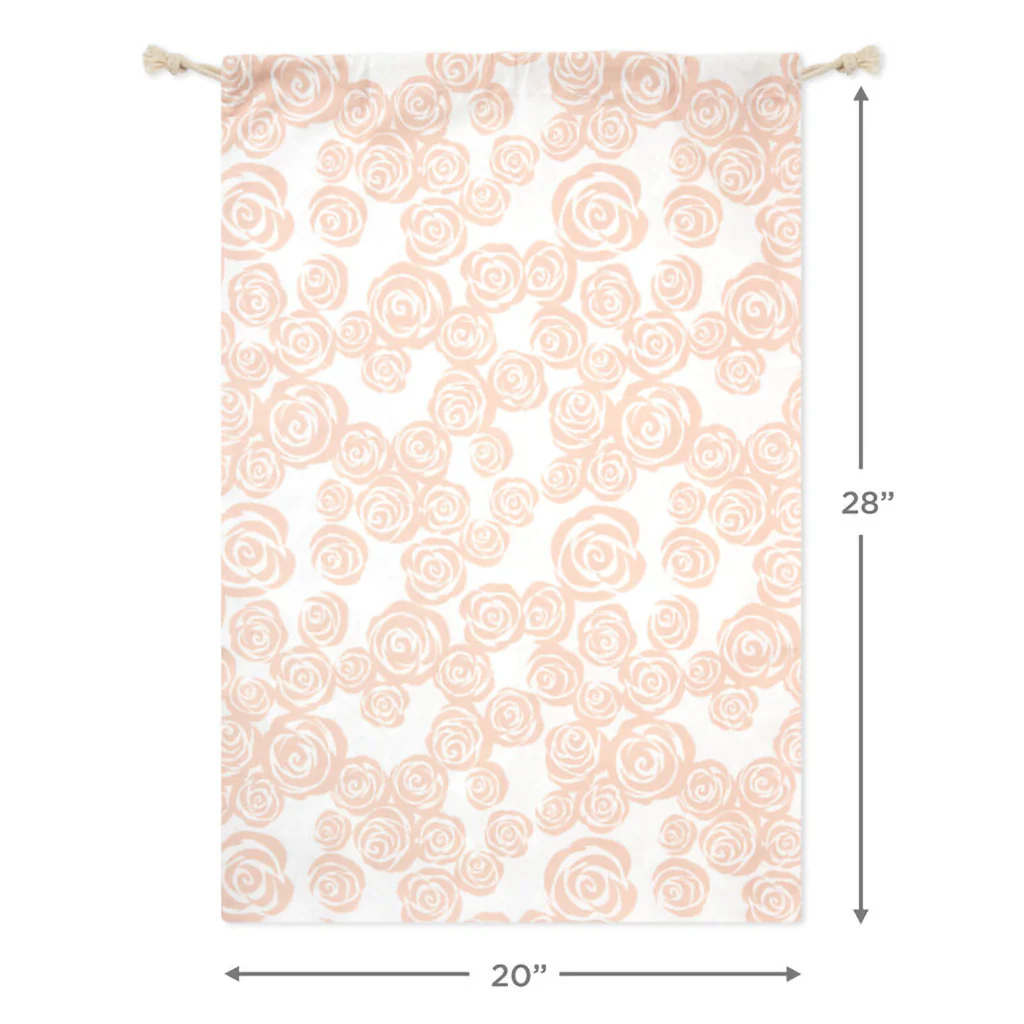 Hallmark : 28" Pink Roses on Ivory Wedding Canvas Gift Sack With Gift Tag - Image 4