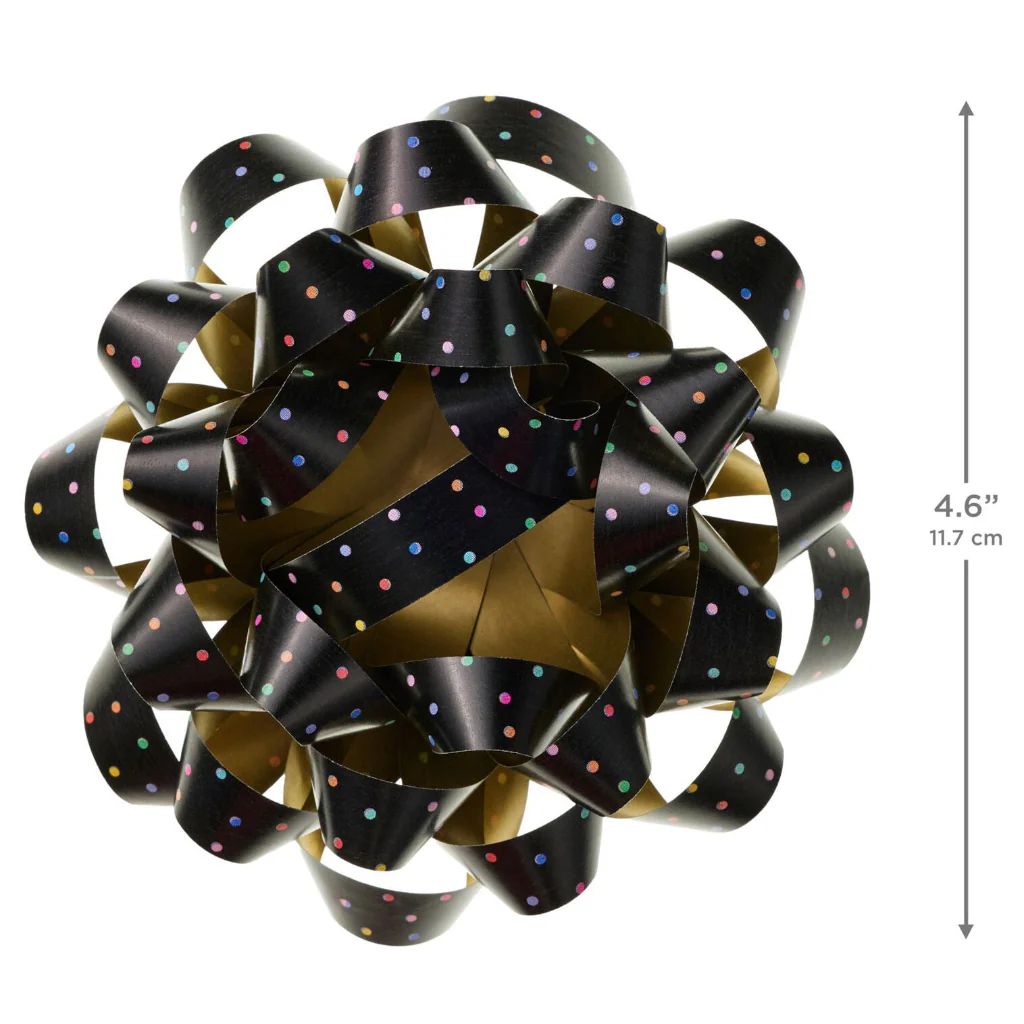 Hallmark : 4.6" Colorful Mini Dots on Black Gift Bow - Image 5