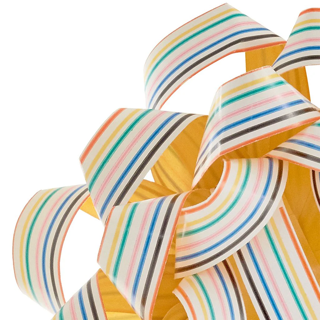 Hallmark : 4.6" Colorful Stripes on White Recyclable Gift Bow - Image 4