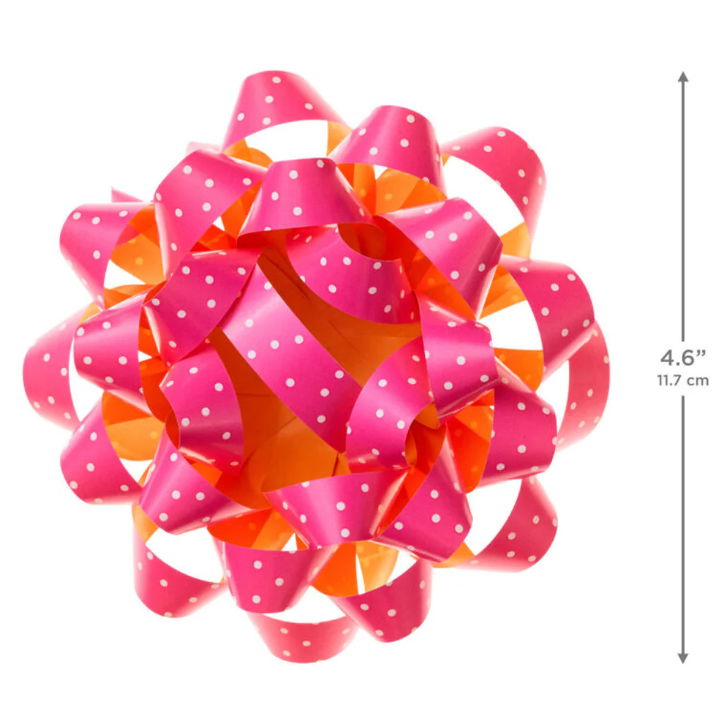Hallmark : 4.6" White Mini Dots on Pink Gift Bow - Image 3