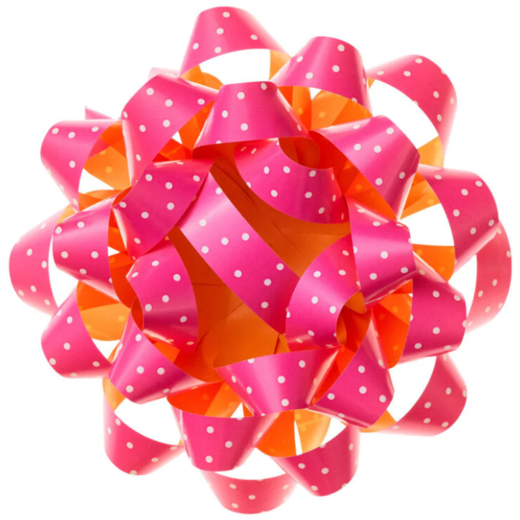 Hallmark : 4.6" White Mini Dots on Pink Gift Bow - Image 4