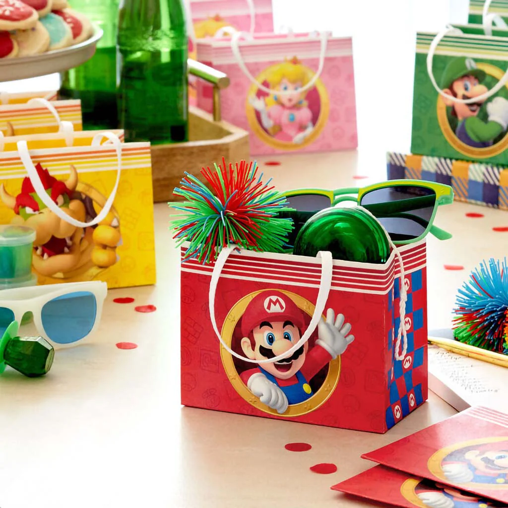 Hallmark : 4" Nintendo Super Mario™ Friends Mini Horizontal Gift Bag Bundle, Set of 18