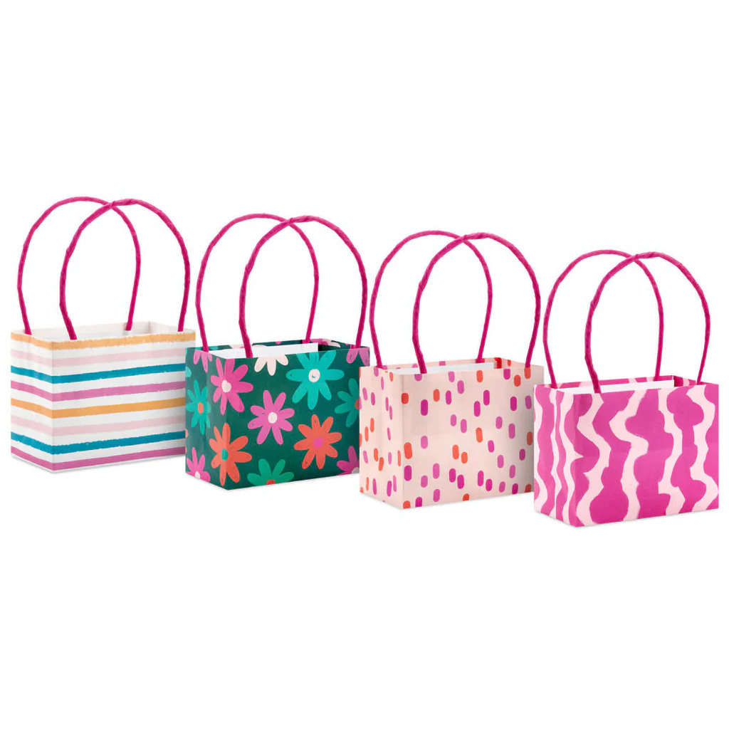 Hallmark : 4" Patterned Pink Mini Horizontal Gift Bag Bundle - Image 2