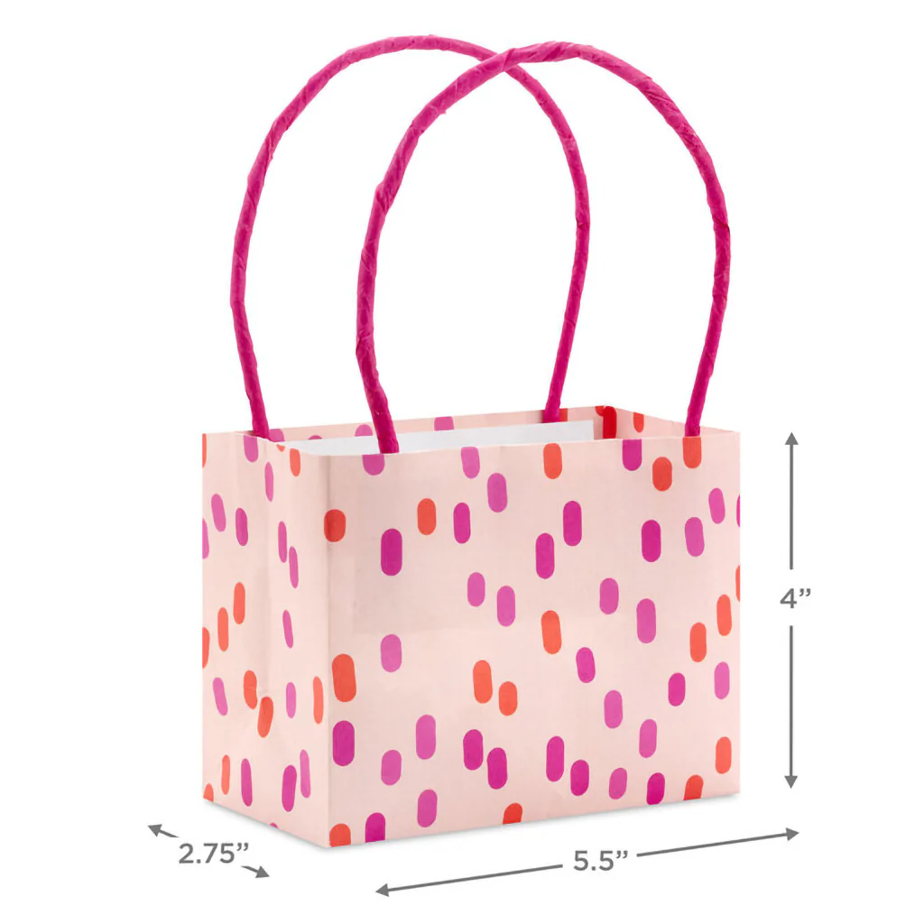 Hallmark : 4" Patterned Pink Mini Horizontal Gift Bag Bundle - Image 3