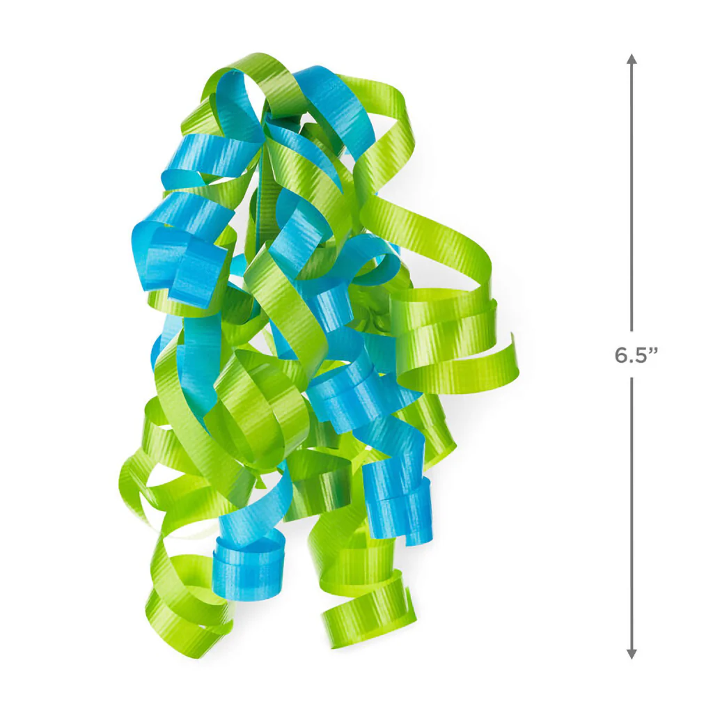 Hallmark : 6.5" Aqua and Light Green Curly Ribbon Gift Bow - Image 3
