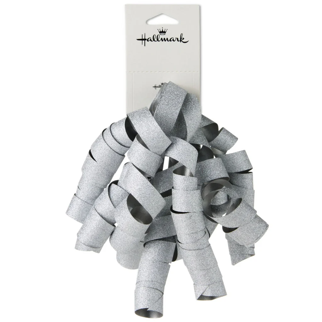 Hallmark : 6.5" Sparkly Silver Curly Ribbon Gift Bow - Image 3