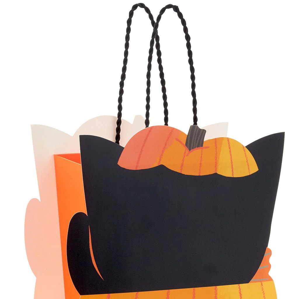 Hallmark : 8.5" Black Cat in Pumpkin Medium Halloween Gift Bag - Image 4