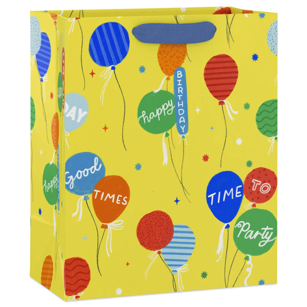Hallmark : 9.6" Bright Balloons on Yellow Medium Birthday Gift Bag