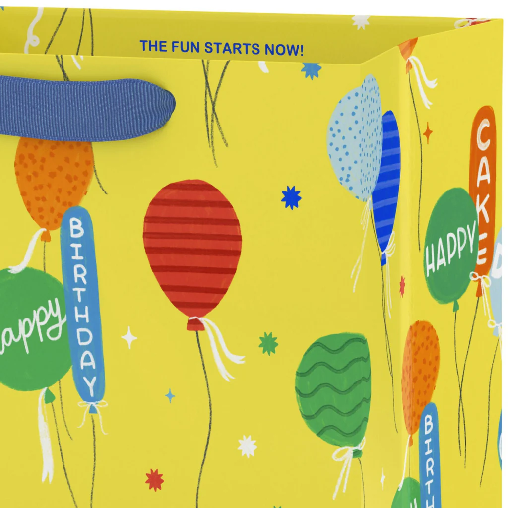 Hallmark : 9.6" Bright Balloons on Yellow Medium Birthday Gift Bag - Image 4