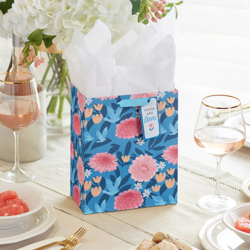 Hallmark : 9.6" Flower Meadow on Blue Medium Mother's Day Gift Bag - Image 2