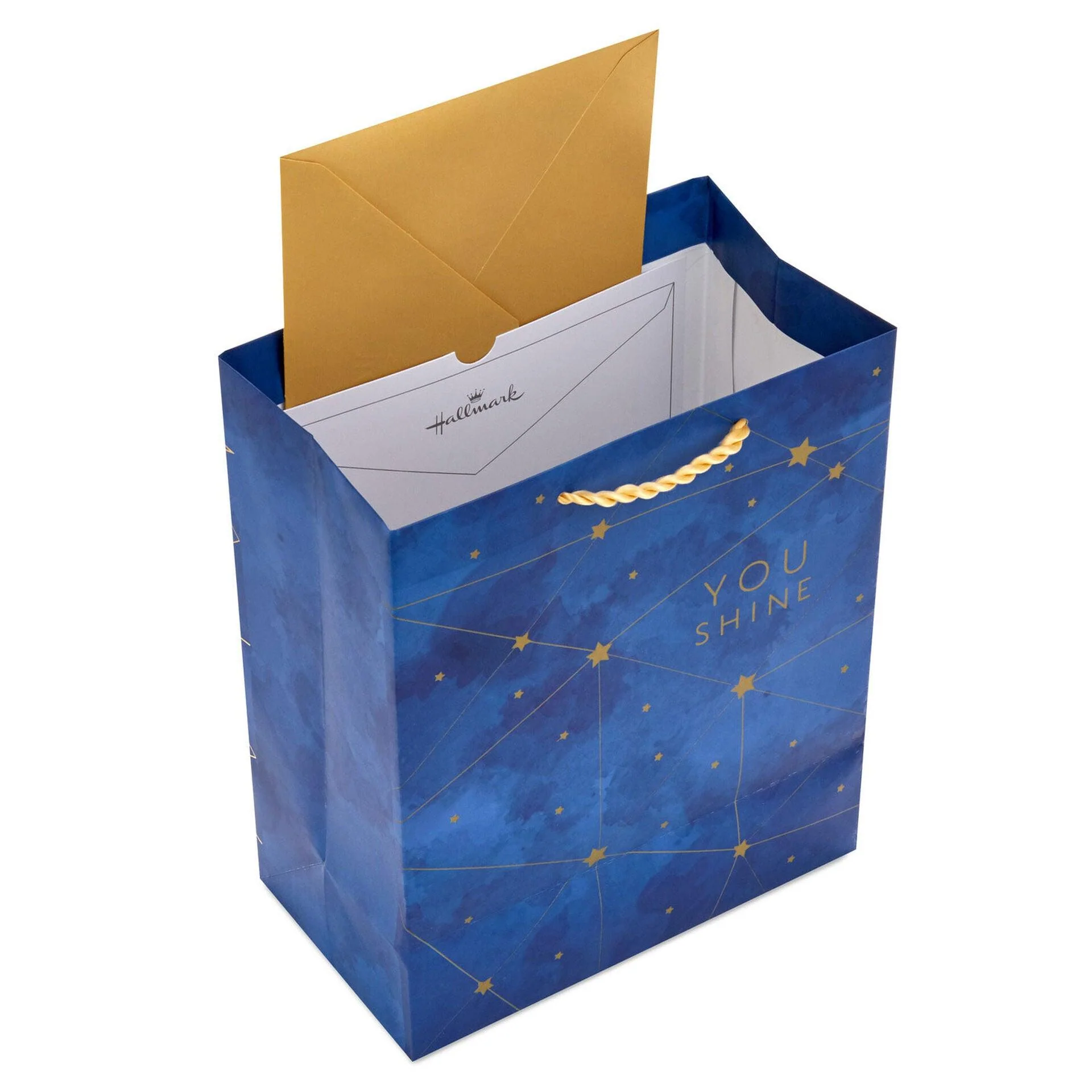 Hallmark : 9.6" Gold Stars on Navy You Shine Medium Gift Bag - Image 4