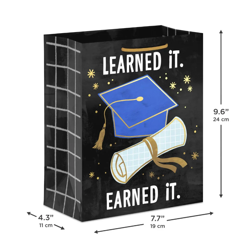 Hallmark : 9.6" Learned It, Earned It Medium Graduation Gift Bag - Image 3