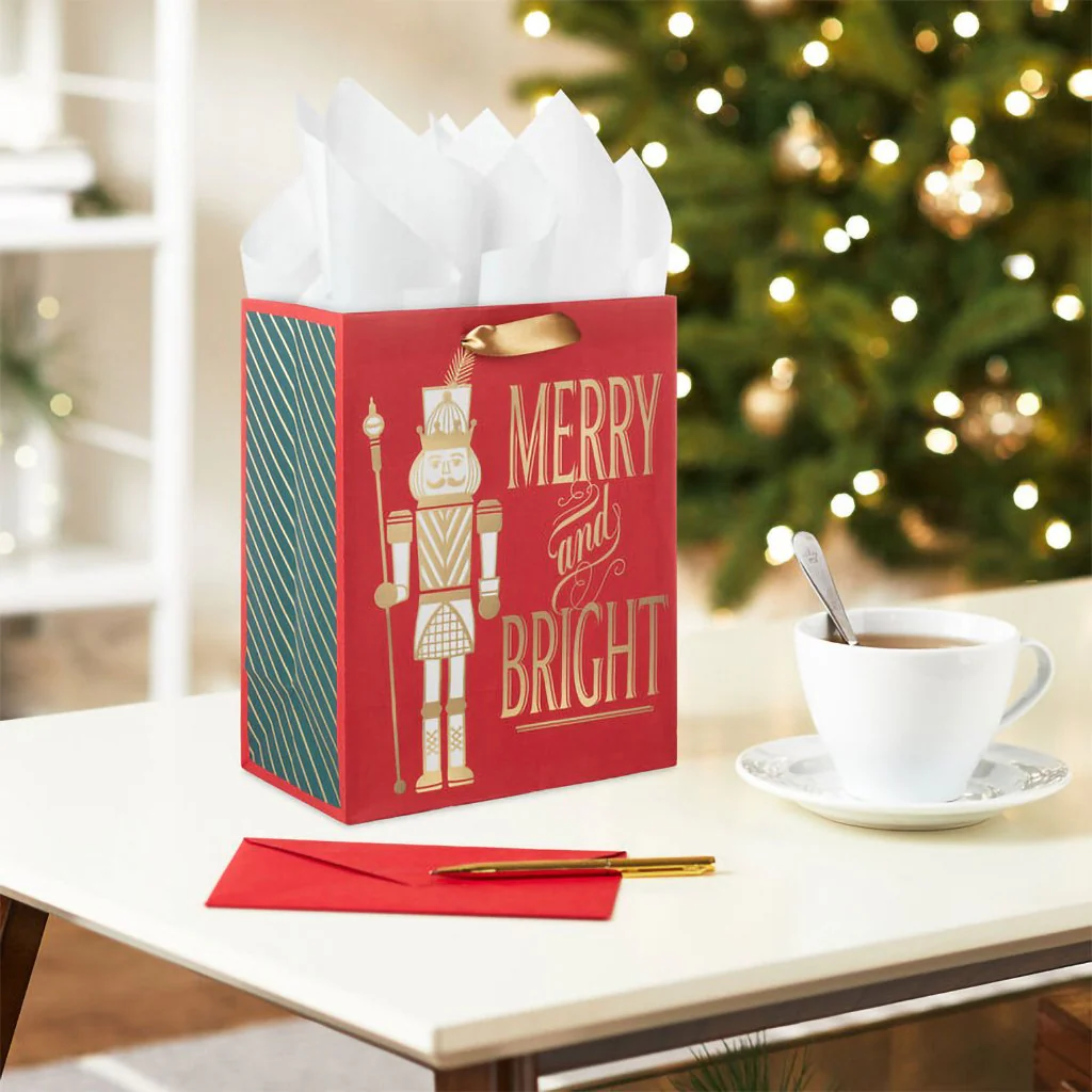 Hallmark : 9.6" Nutcracker on Red Medium Christmas Gift Bag - Image 2