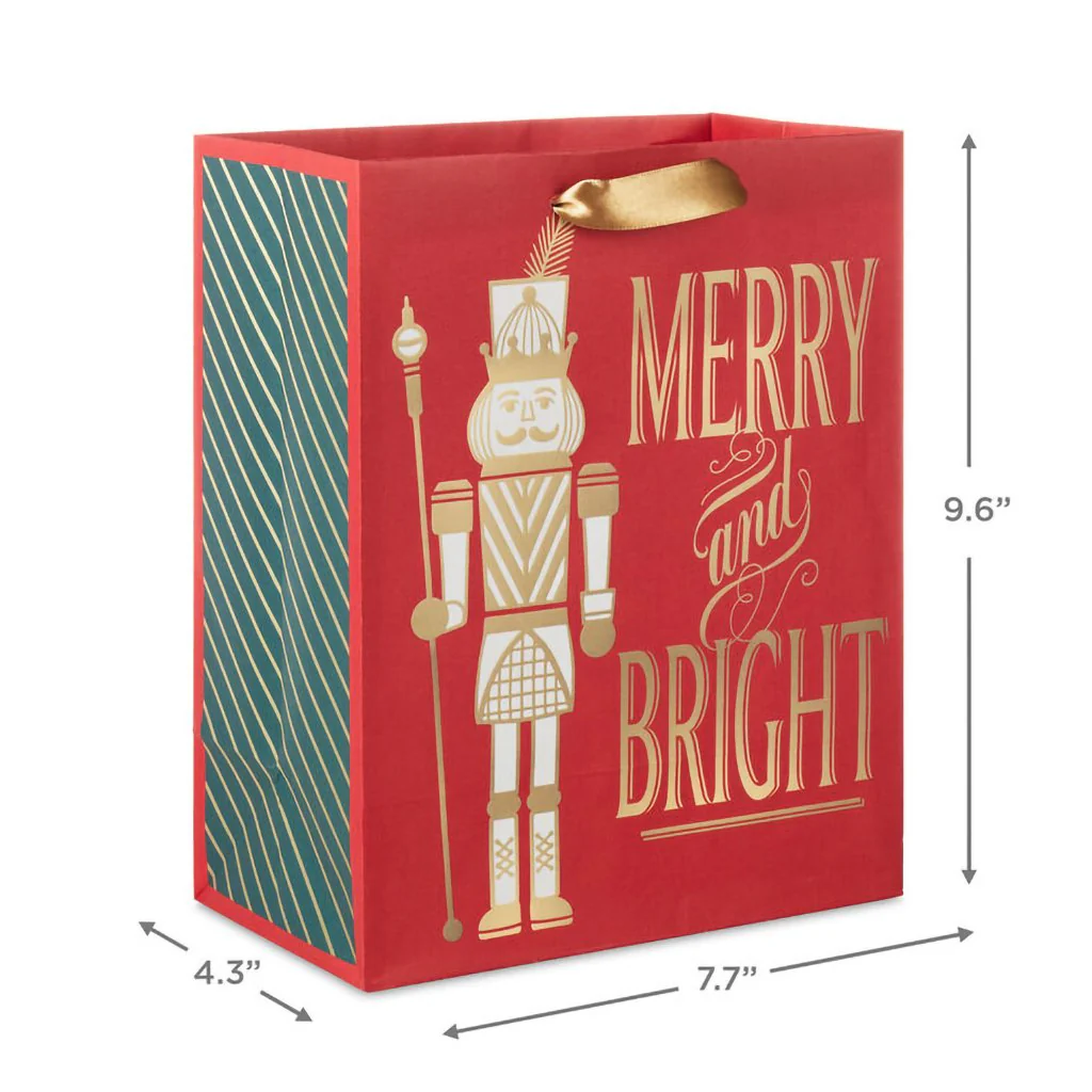 Hallmark : 9.6" Nutcracker on Red Medium Christmas Gift Bag - Image 4