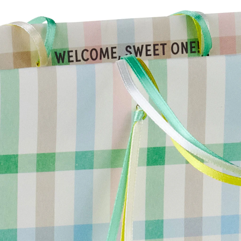 Hallmark : 9.6" Pastel Plaid Medium New Baby Gift Bag - Image 4