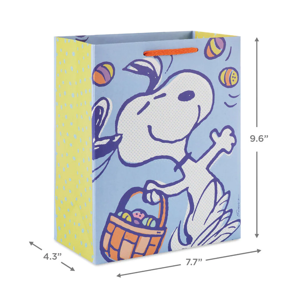 Hallmark : 9.6" Peanuts® Snoopy With a Basket of Easter Eggs Medium Gift Bag - Image 3