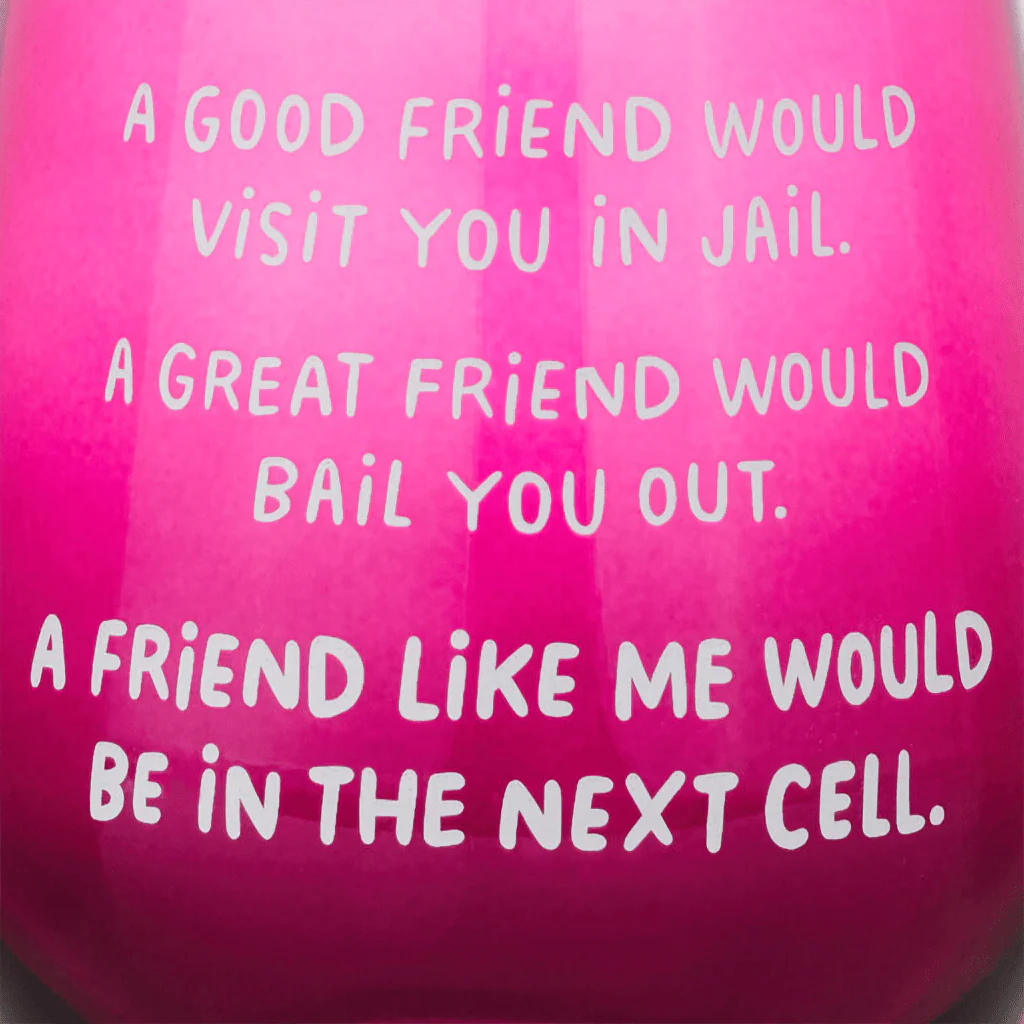 Hallmark : A Friend Like Me Funny Stemless Wine Glass, 15.5 oz. - Image 3