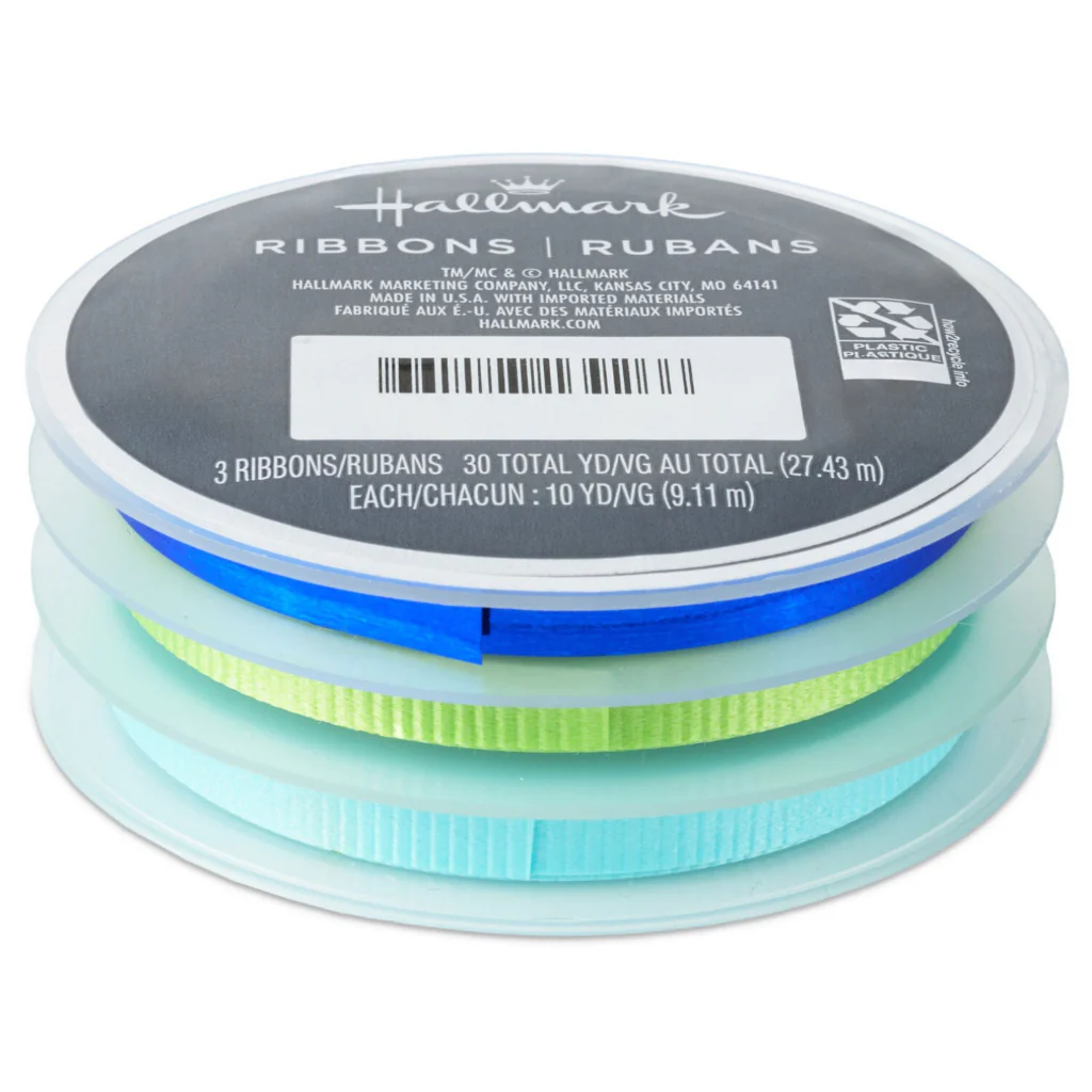 Hallmark : Aqua/Bright Green/Royal Blue 3-Pack Curling Ribbon, 90' total
