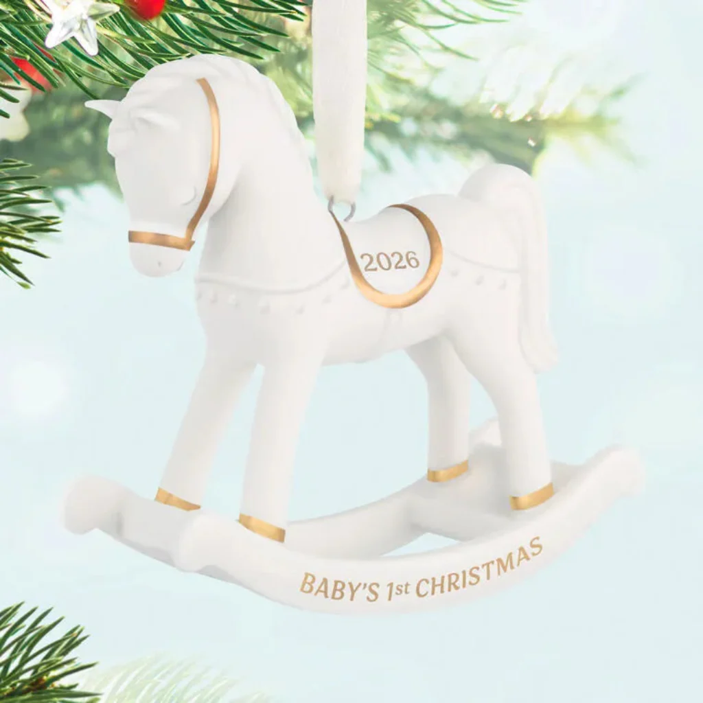 Hallmark : 2026 Keepsake  Baby's First Christmas Rocking Horse Porcelain Ornament (31)