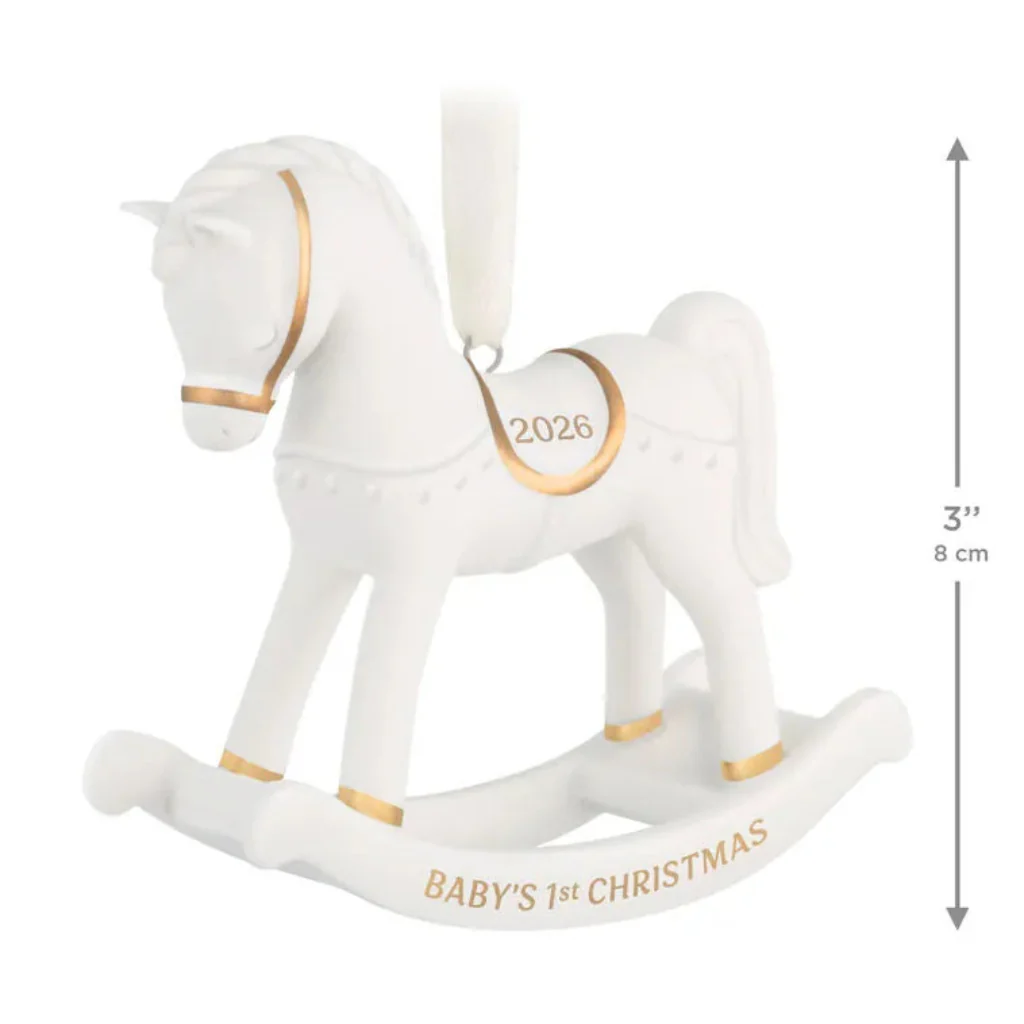 Hallmark : 2026 Keepsake  Baby's First Christmas Rocking Horse Porcelain Ornament (31) - Image 3