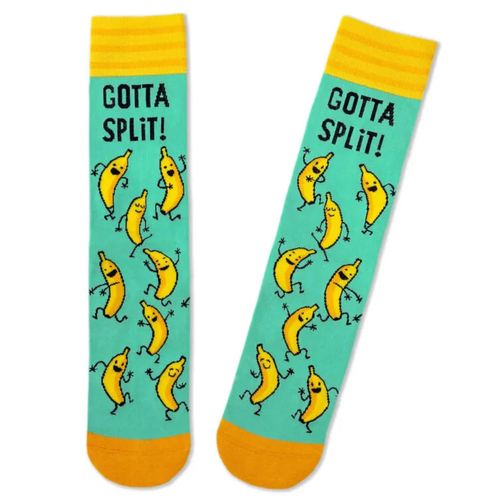 Hallmark : Bananas Gotta Split Novelty Crew Socks - Image 3
